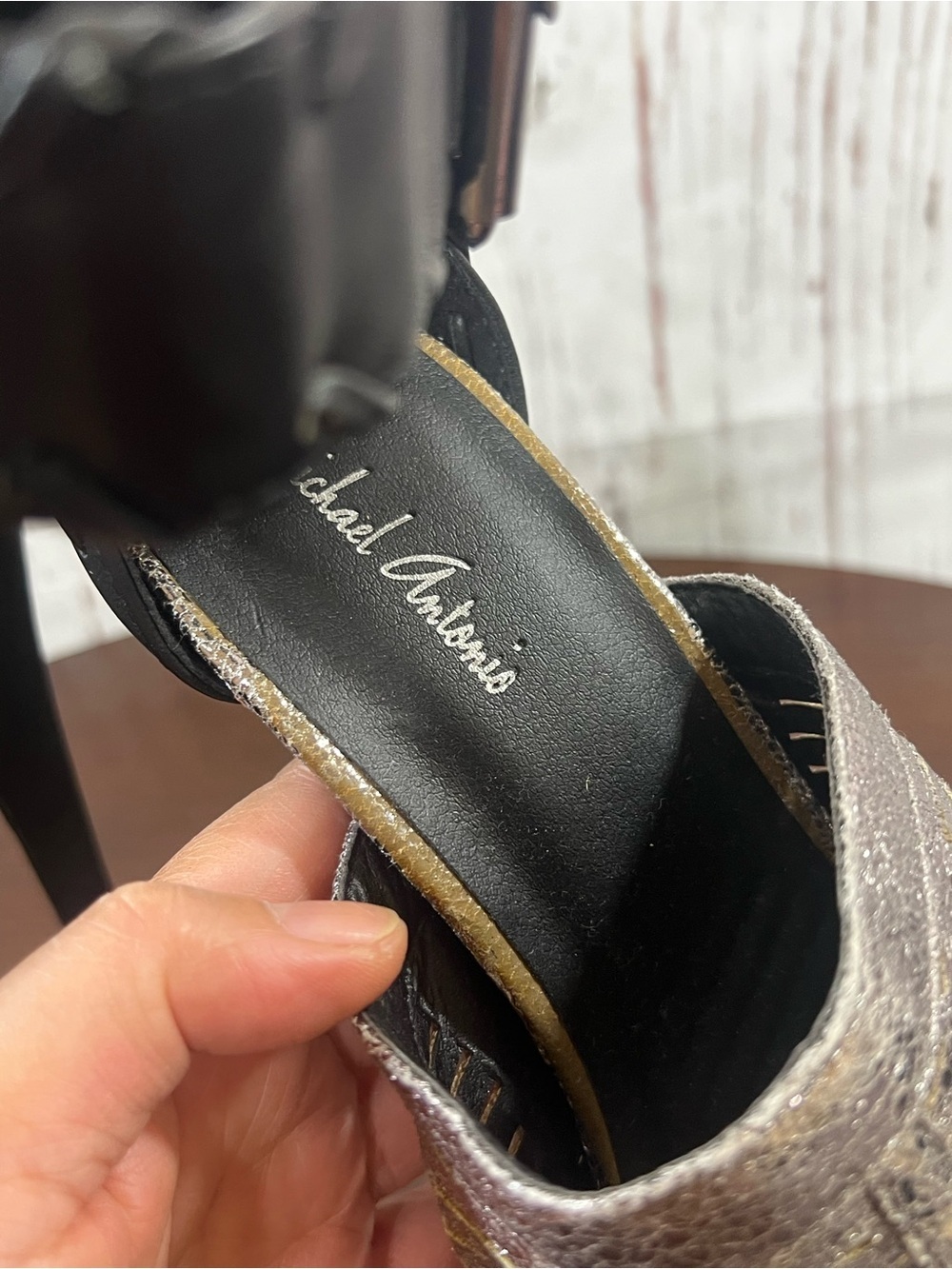 Michael Antonio Bronze Metallic Platform Sandal with Black Ankle Cuff 7 - Picture 7 of 10